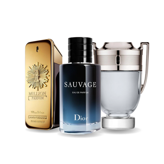 Promoční balíček 3 parfémů: Paco Rabanne ONE MILLION, Dior SAUVAGE a Paco Rabanne INVICTUS 100 ml.